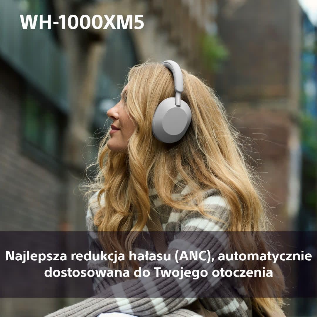 Sony WH-1000XM5 ANC Bezprzewodowe Słuchawki Nausze Z Redukcją Hałasu, Bluetooth, Clear Call Quality, Hi-Res, Do 30H Baterii, Szybkie Ładowanie, Alexa And Google Assistant, Ios And Android - Czarne