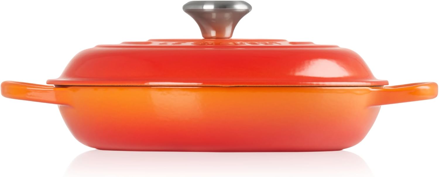 Le Creuset Signature żeliwny garnek Gourmet, okrągły, Ø 30 cm, 3,5 l, do wszystkich rodzajów kuchenek włącznie z indukcyjnymi, 5,55 kg, czerwony piec
