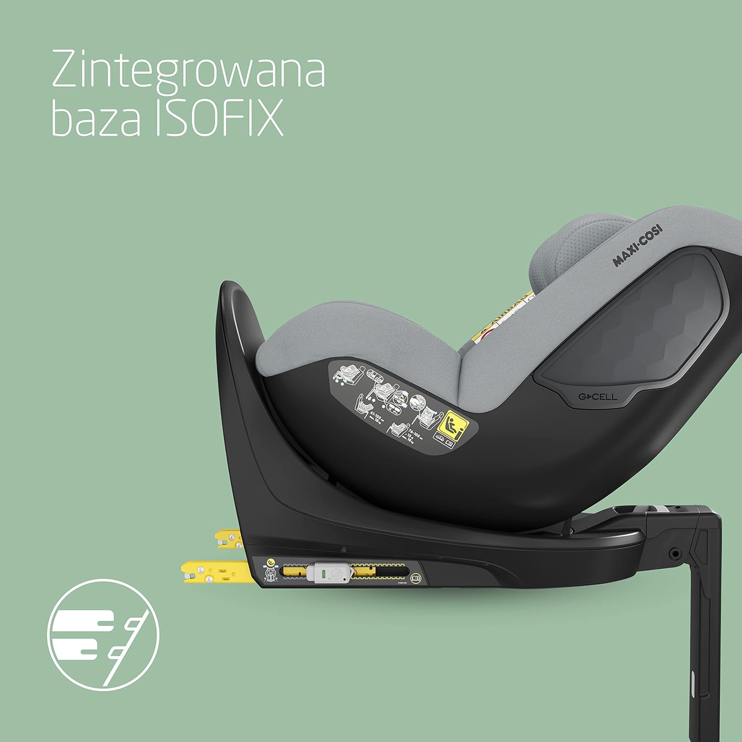 Maxi-Cosi Mica 360 S, Fotelik samochodowy obrotowy 360, 3 miesiące–4 lata (61–105 cm), Obracanie FlexiSpin, 5 pozycji odchylenia, Ochrony G-CELL, Zaczepy na pasy uprzęży Easy-in, Tonal Black