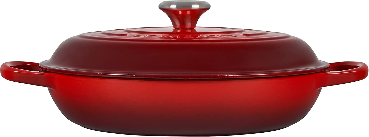 Le Creuset Signature żeliwny garnek Gourmet, okrągły, Ø 30 cm, 3,5 l, do wszystkich rodzajów kuchenek włącznie z indukcyjnymi, 5,55 kg, czerwony piec