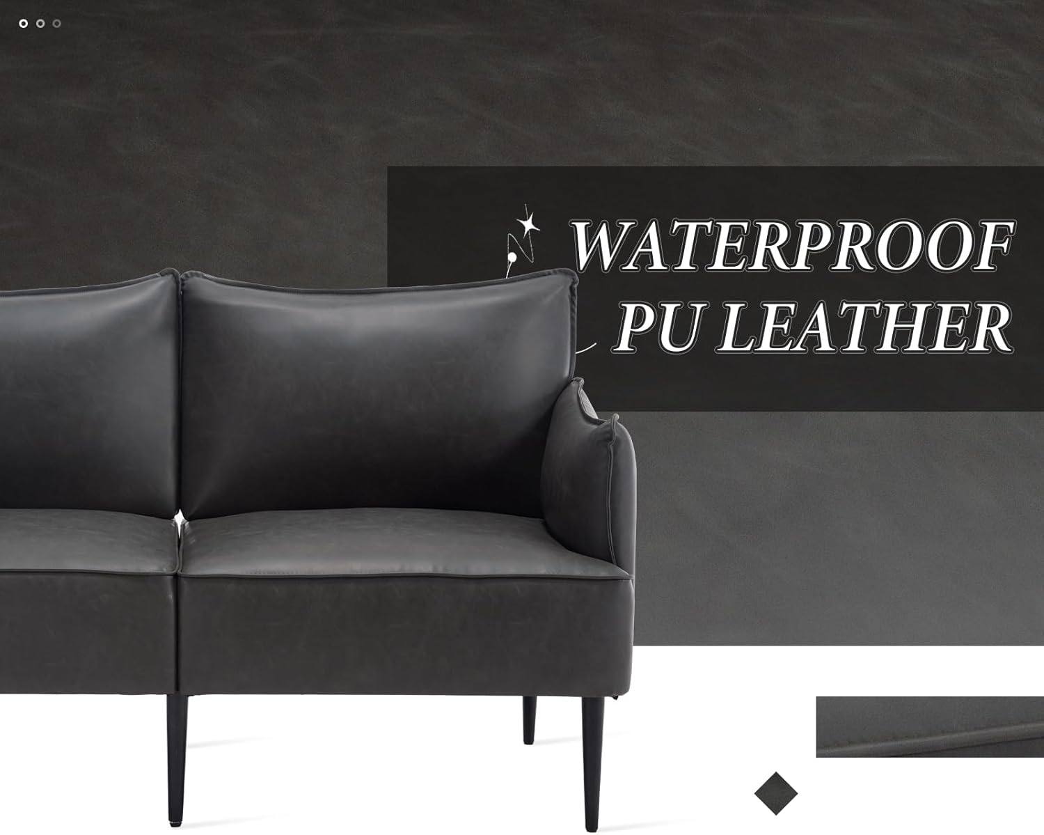 chairus Sofa 2-osobowa do salonu skóra PU segmentowa sofa kanapa tapicerowana sofa kanapa sofa sofa sette (ciemnoszara-2)