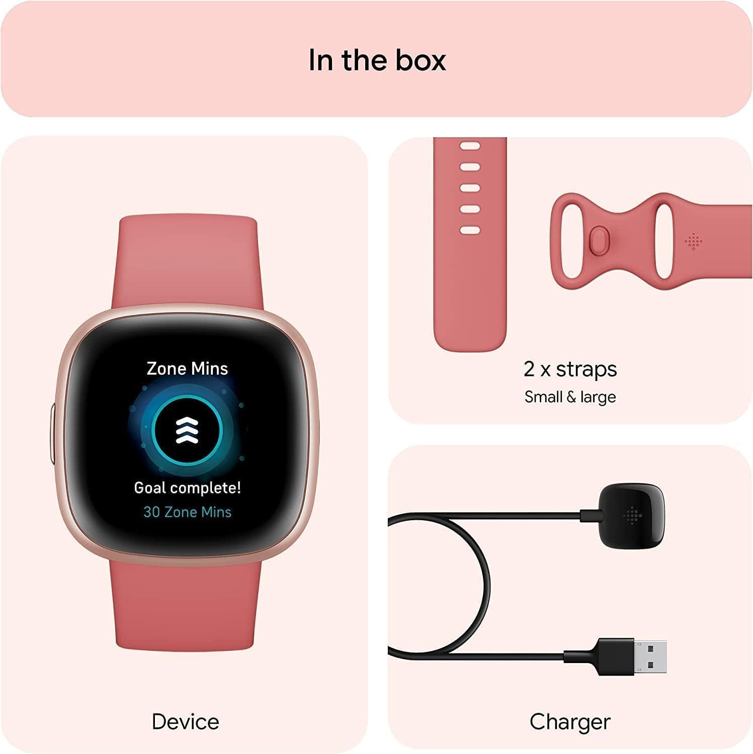 Fitbit Versa 4: Smartwatch aktywnosci fitness z wbudowanym systemem GPS, oraz z żywotnością baterii aż do 6 dni. Kompantybilny z systemem iOS & Android
