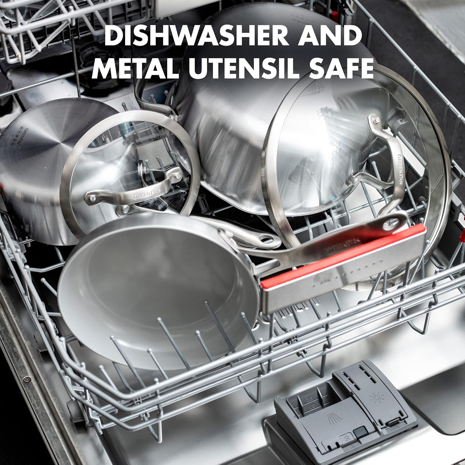 Greenpan Venice Pro Trójwarstwowy Zestaw Garnków i Patelni, Stal Nierdzewna Ceramika, Srebrny, 10 Elementów