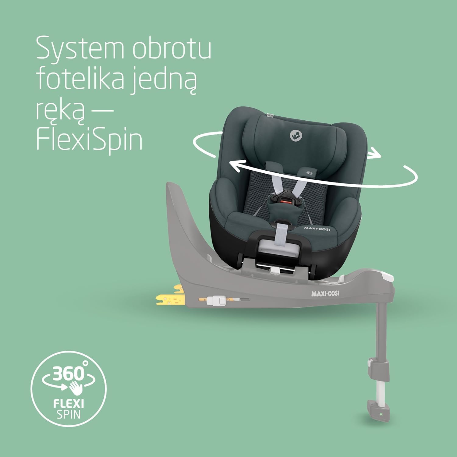 Maxi-Cosi Pearl 360 dla niemowlaka i-Size, Fotelik samochodowy obrotowy 360, od 3 miesięcy do 4 lat (61–105 cm), Obracanie jedną ręką, ClimaFlow, Uprząż z systemem Easy-In, G-CELL, Authentic Graphite