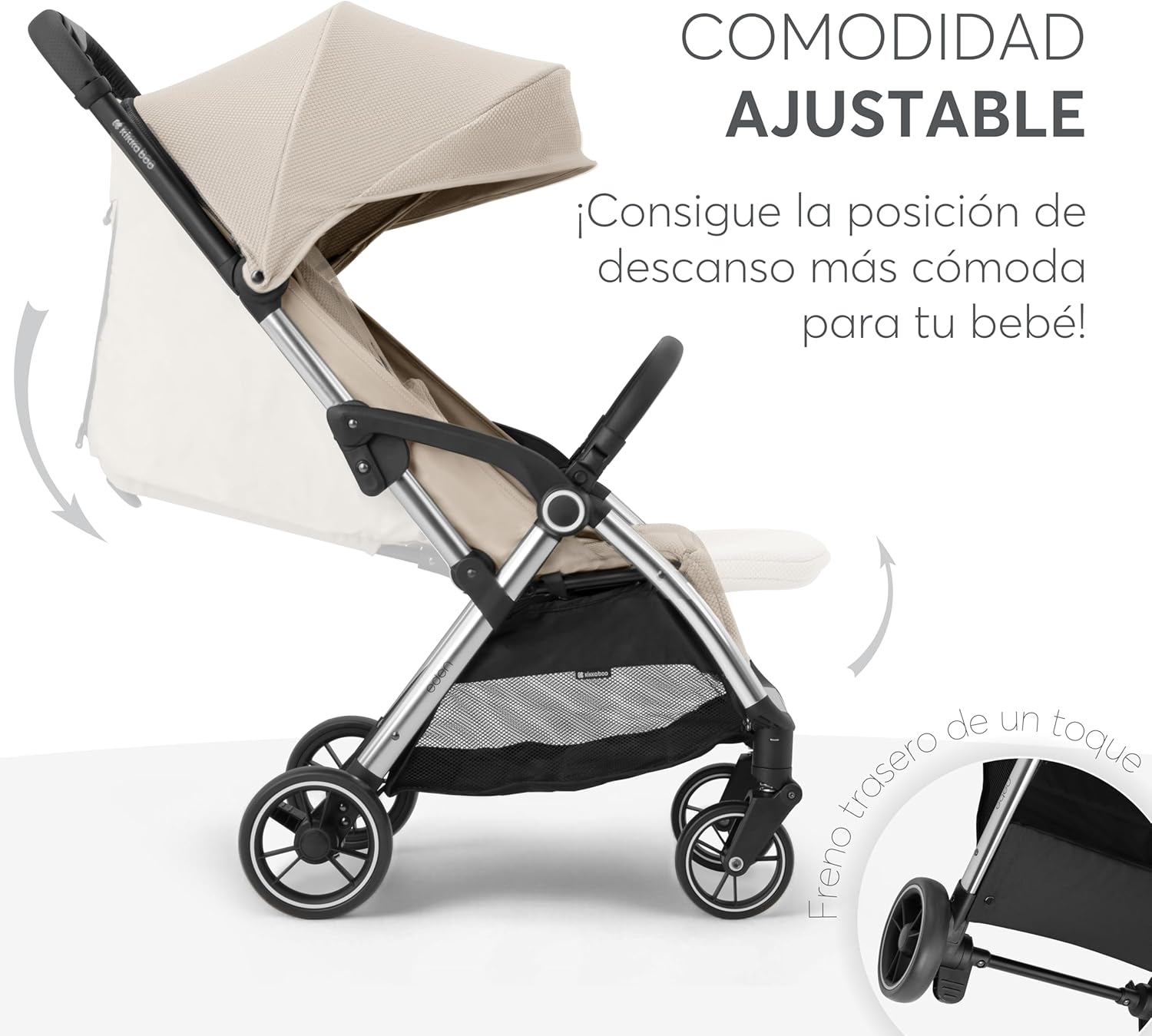 KikkaBoo EDEN Buggy, wózek dziecięcy do 22 kg, automatyczne składanie, pozycja nachylenia, ultralekki, kompaktowy, beżowy