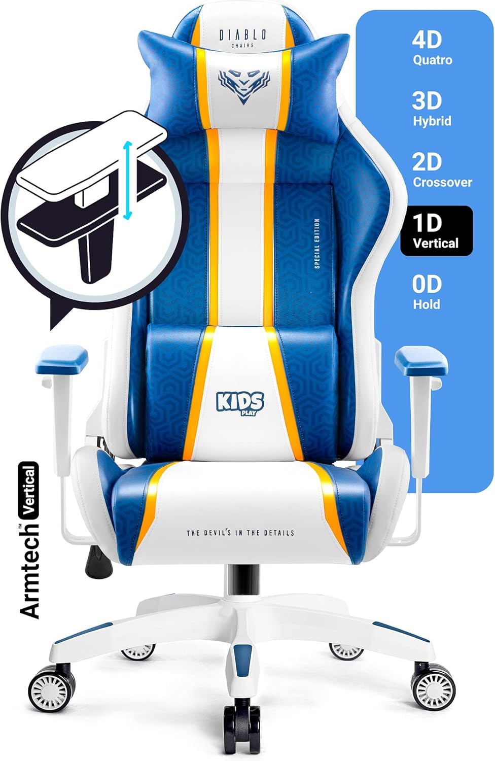 Diablo X-One 2.0 Fotel Gamingowy Krzesło Biurowe Dla Gracza Obrotowy Regulowane Podłokietniki Ekoskóra Ergonomiczny Design Funkcja Bujania Poduszka Pod Kark i Lędźwie (Candy Rose, Normal)