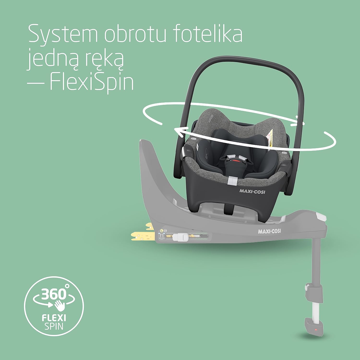 Maxi-Cosi Pearl 360 dla niemowlaka i-Size, Fotelik samochodowy obrotowy 360, od 3 miesięcy do 4 lat (61–105 cm), Obracanie jedną ręką, ClimaFlow, Uprząż z systemem Easy-In, G-CELL, Authentic Graphite