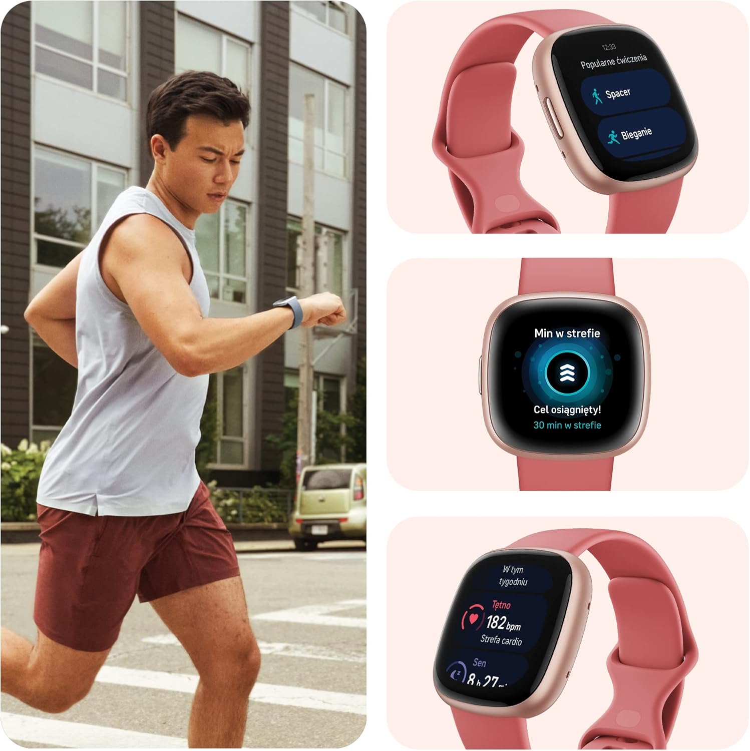 Fitbit Versa 4: Smartwatch aktywnosci fitness z wbudowanym systemem GPS, oraz z żywotnością baterii aż do 6 dni. Kompantybilny z systemem iOS & Android
