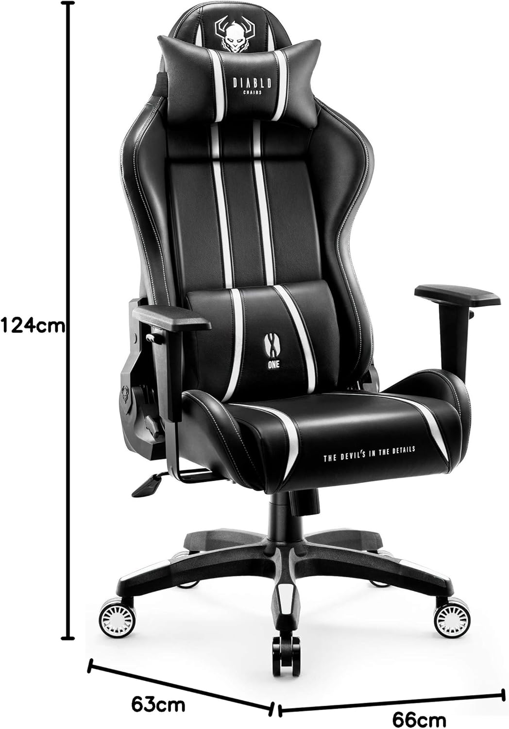 Diablo X-One 2.0 Fotel Gamingowy Krzesło Biurowe Dla Gracza Obrotowy Regulowane Podłokietniki Ekoskóra Ergonomiczny Design Funkcja Bujania Poduszka Pod Kark i Lędźwie (Candy Rose, Normal)