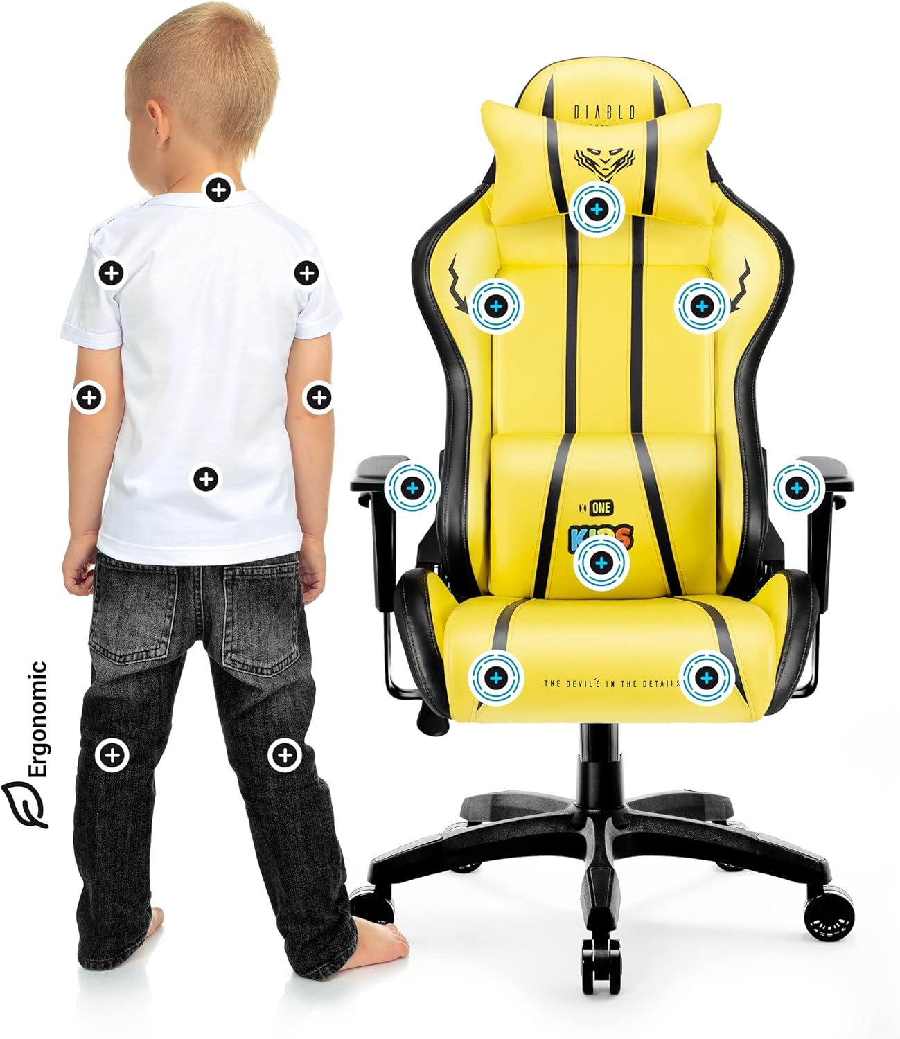 Diablo X-One 2.0 Fotel Gamingowy Krzesło Biurowe Dla Gracza Obrotowy Regulowane Podłokietniki Ekoskóra Ergonomiczny Design Funkcja Bujania Poduszka Pod Kark i Lędźwie (Candy Rose, Normal)