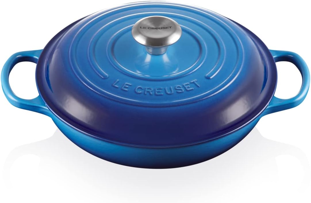 Le Creuset Signature żeliwny garnek Gourmet, okrągły, Ø 30 cm, 3,5 l, do wszystkich rodzajów kuchenek włącznie z indukcyjnymi, 5,55 kg, czerwony piec