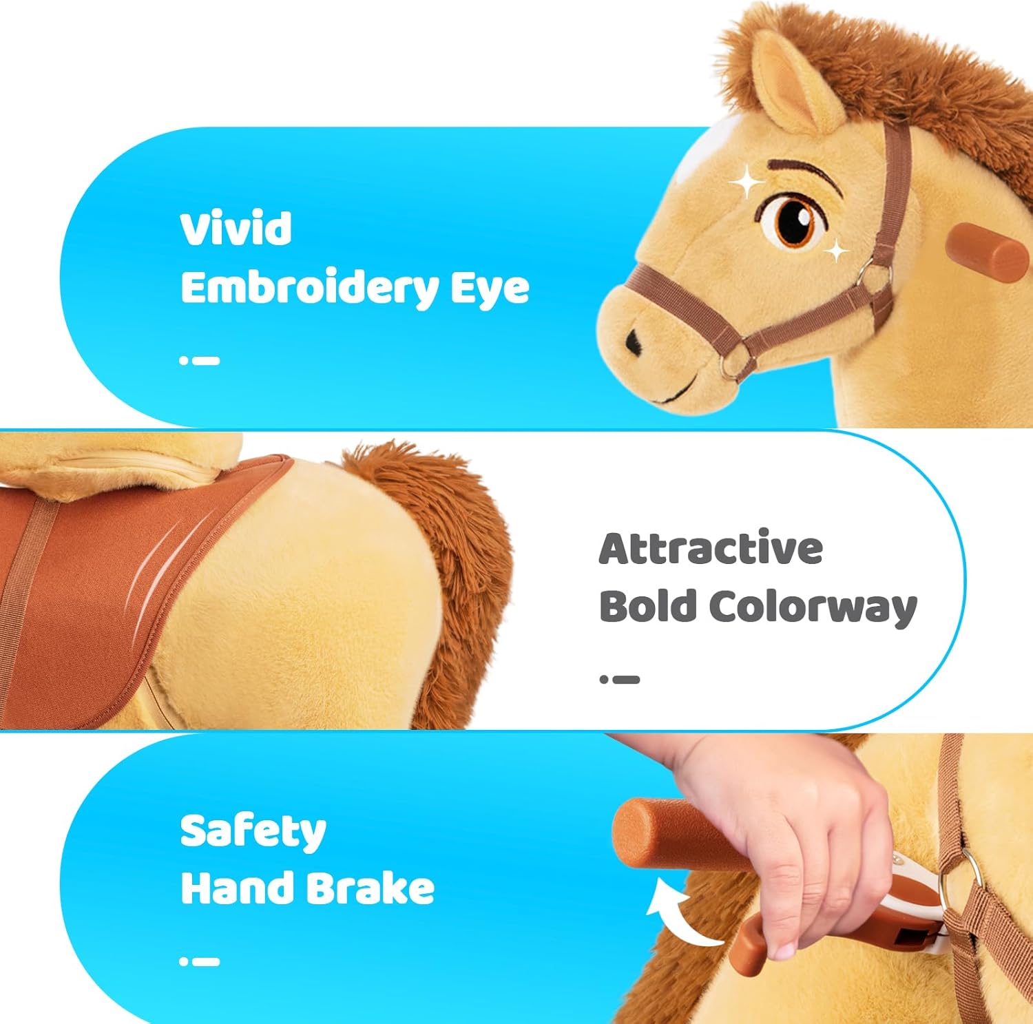 PonyCycle 2023 Nowy Model E Jednorożec do Jazdy na Mechanicznym Chodzącym Jednorożcu z Hamulcem (Fioletowy/Rozmiar 4 dla Dzieci w Wieku 4-8 Lat) Hulajnoga dla Maluchów do Jazdy na Koniu - E413