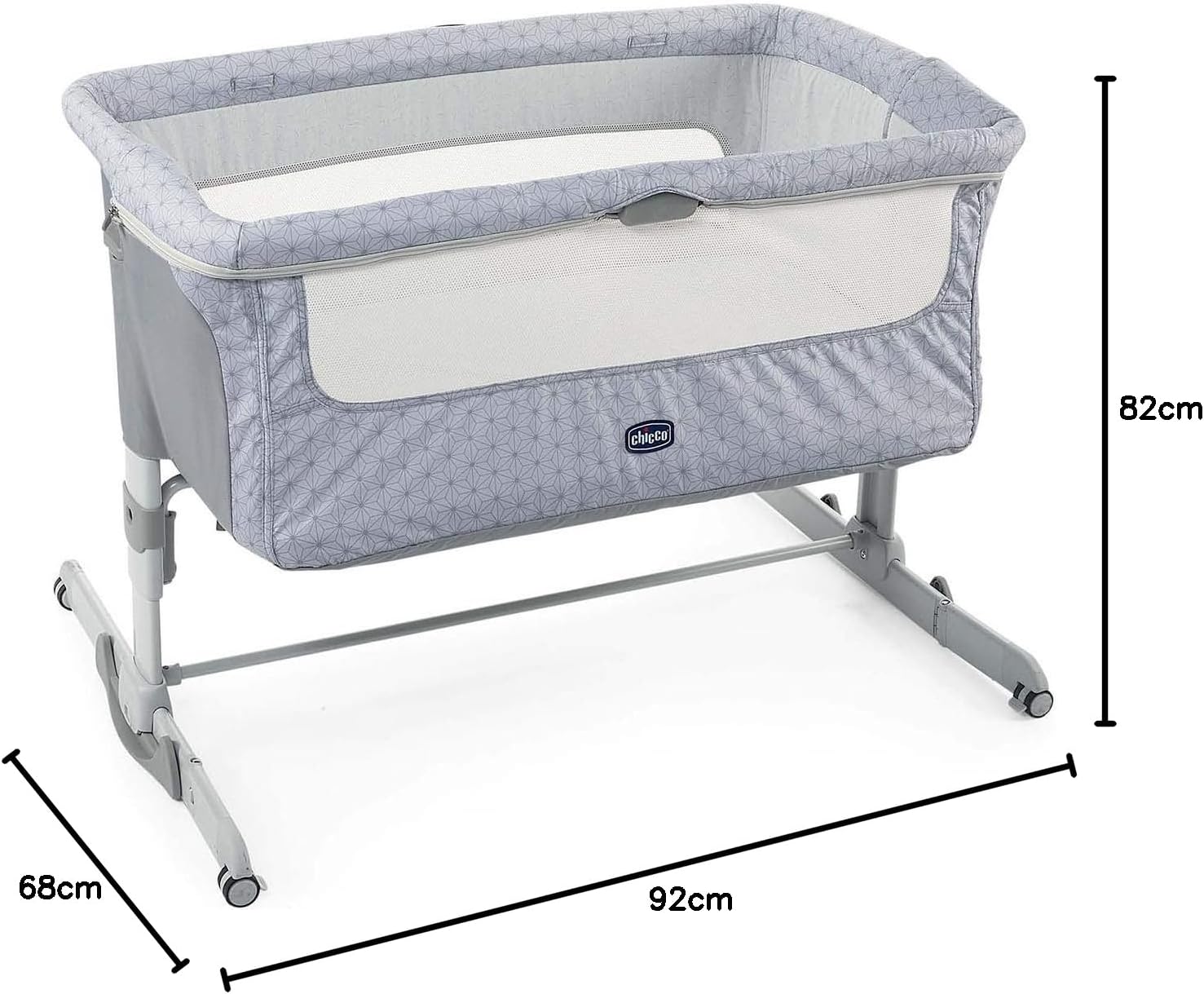 Chicco Next2Me Dream Łóżeczko Dostawka - Do Wspólnego Spania z Dzieckiem, Materac, Funkcja Bujania, Otwierany Bok, Regulacja Wysokości, Okienka z Siateczki, Kółka i Torba Podróżna, 0-6 miesięcy, 9 kg