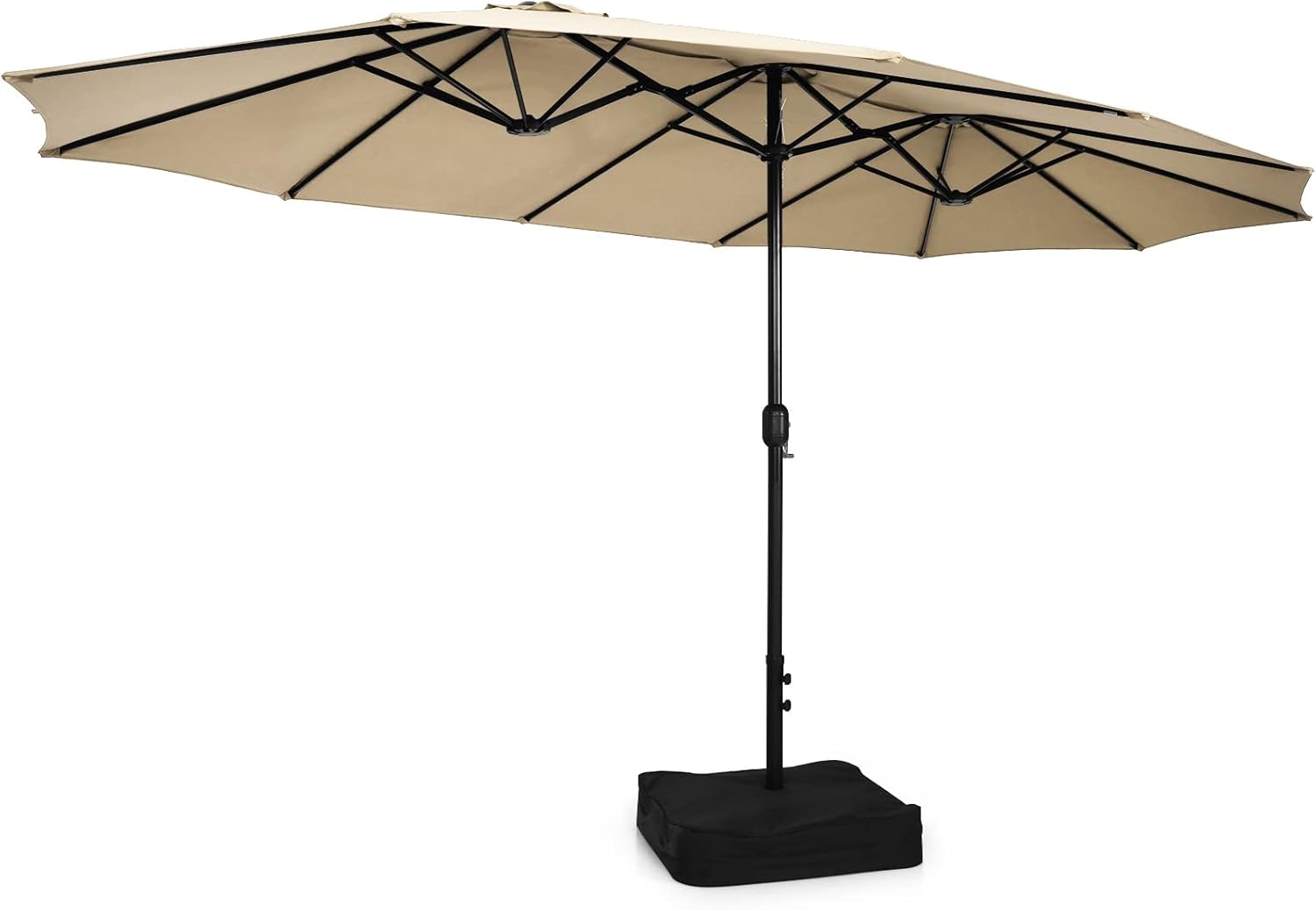 COSTWAY Parasol przeciwsłoneczny, prostokątny, 300 x 300 cm, duży parasol przeciwsłoneczny z korbą, parasol ogrodowy, odchylany o 360°, parasol tarasowy, do ogrodu, na taras, balkon (czarny)