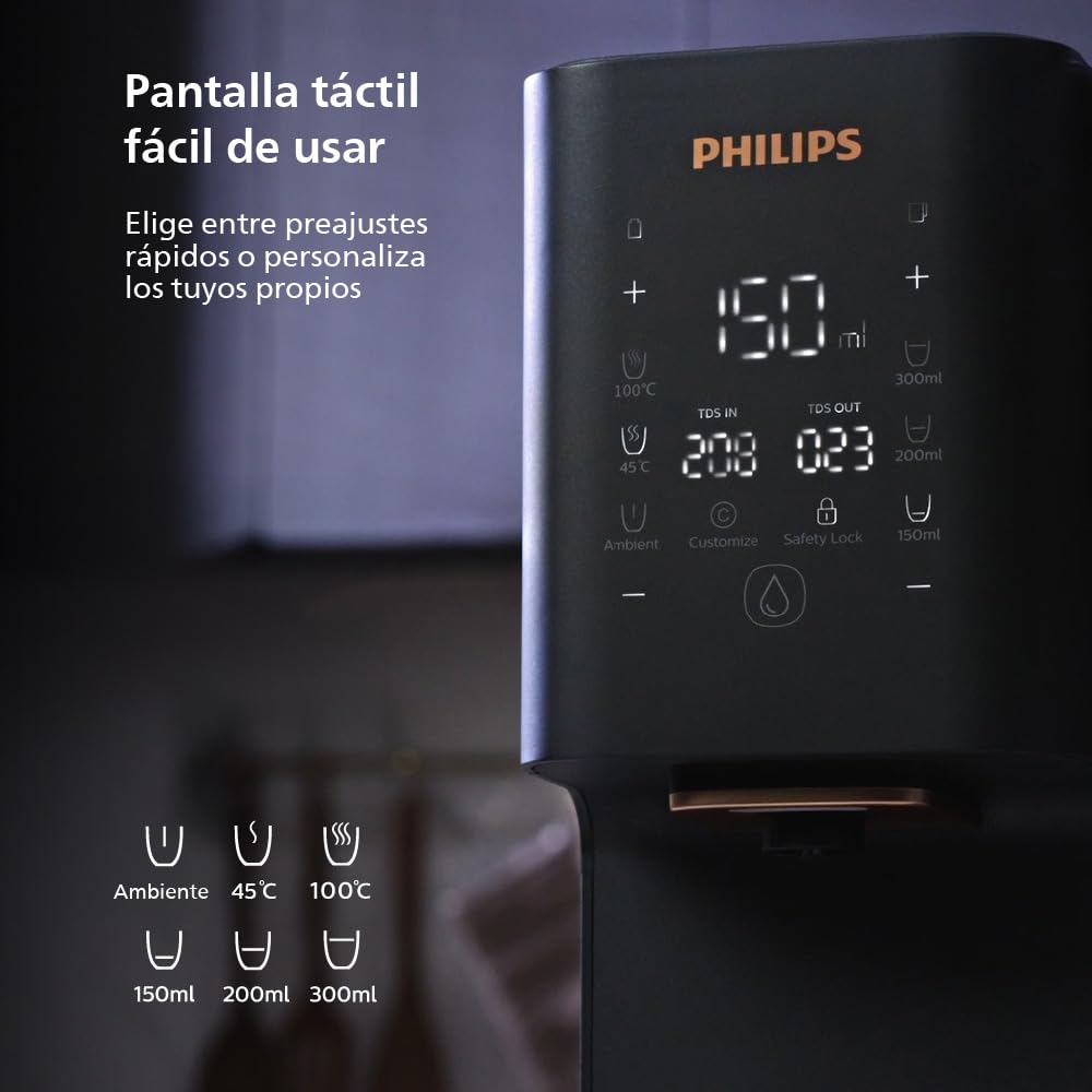Philips Stacja Wody z Odwróconą Osmozą ADD6920Bk/10, Technologia Aquaporin Inside, Eliminuje do 110 Substancji, Natychmiastowe Podgrzewanie, Roczna Żywotność Filtra