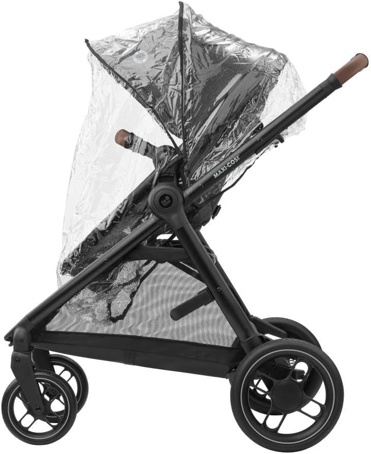 Maxi-Cosi Zelia S Trio Wielofunkcyjny Wózek Dziecięcy 3w1, 0–4 Lata, do 22 kg, Składany, Kompakt i Odchylany Wózek Spacerowy z Fotelik Samochodowy CabrioFix S i-Size i Torbą z Akcesoriami, Szary