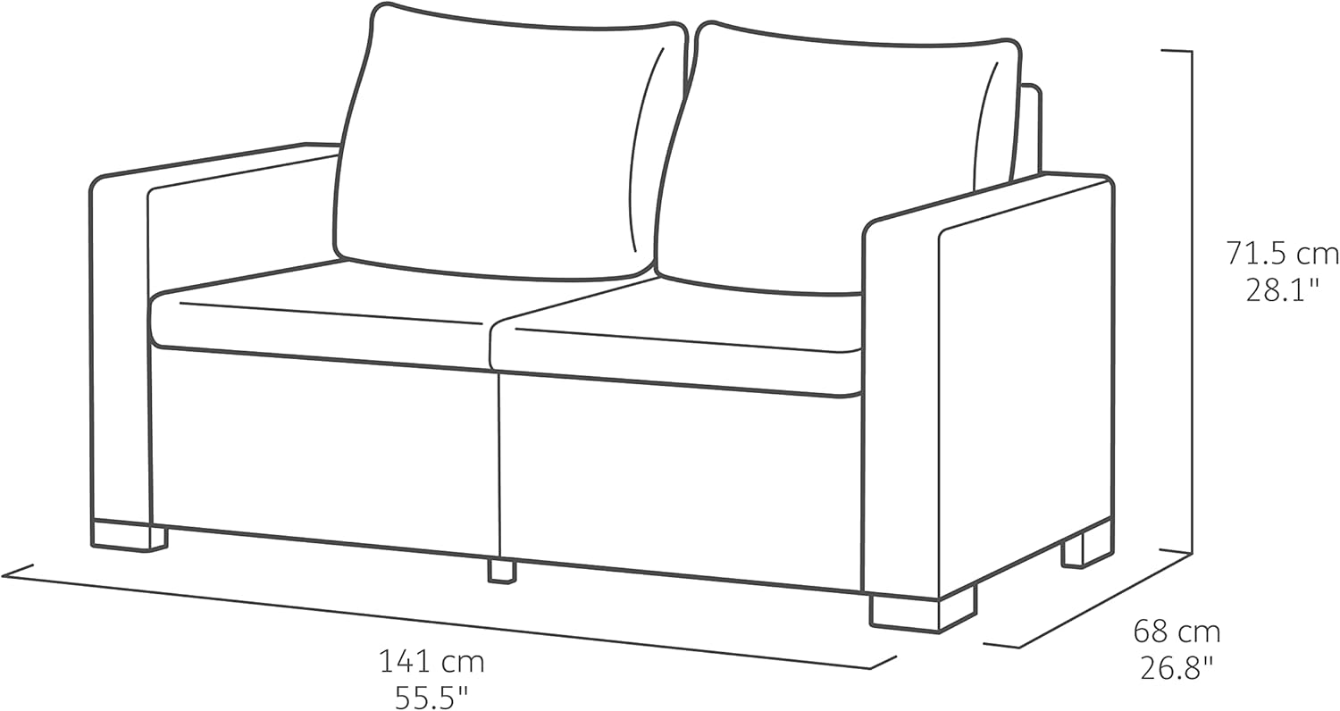 Allibert California Sofa Ogrodowa, Panama Cool Grey, 141 x 68 x 72 cm