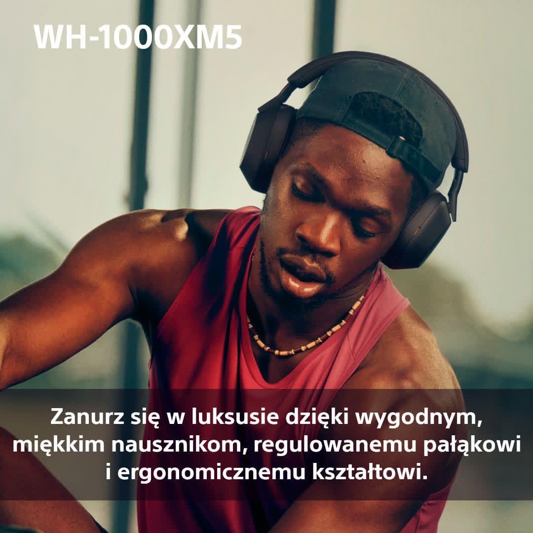 Sony WH-1000XM5 ANC Bezprzewodowe Słuchawki Nausze Z Redukcją Hałasu, Bluetooth, Clear Call Quality, Hi-Res, Do 30H Baterii, Szybkie Ładowanie, Alexa And Google Assistant, Ios And Android - Czarne