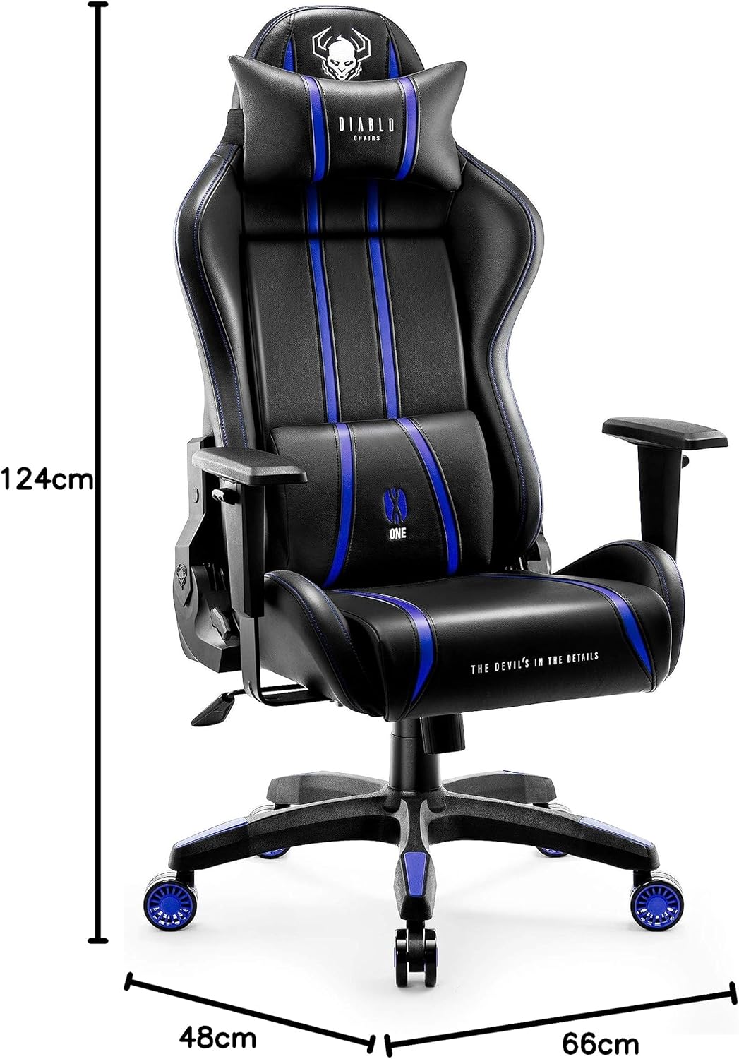 Diablo X-One 2.0 Fotel Gamingowy Krzesło Biurowe Dla Gracza Obrotowy Regulowane Podłokietniki Ekoskóra Ergonomiczny Design Funkcja Bujania Poduszka Pod Kark i Lędźwie (Candy Rose, Normal)