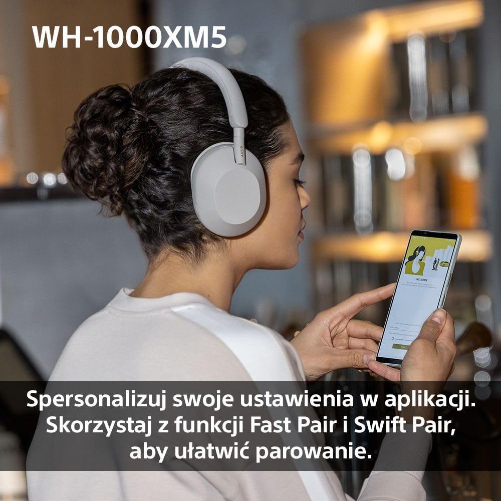 Sony WH-1000XM5 ANC Bezprzewodowe Słuchawki Nausze Z Redukcją Hałasu, Bluetooth, Clear Call Quality, Hi-Res, Do 30H Baterii, Szybkie Ładowanie, Alexa And Google Assistant, Ios And Android - Czarne