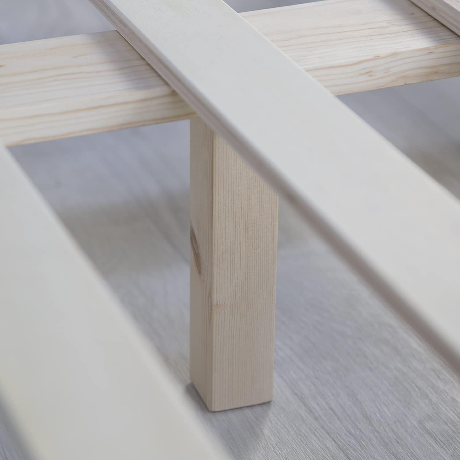 Homestyle4u 1836 Łóżko z litego drewna sosnowego, 180 x 200 cm, z stelażem z białymi listwami, łóżko podwójne 180 x 200 cm