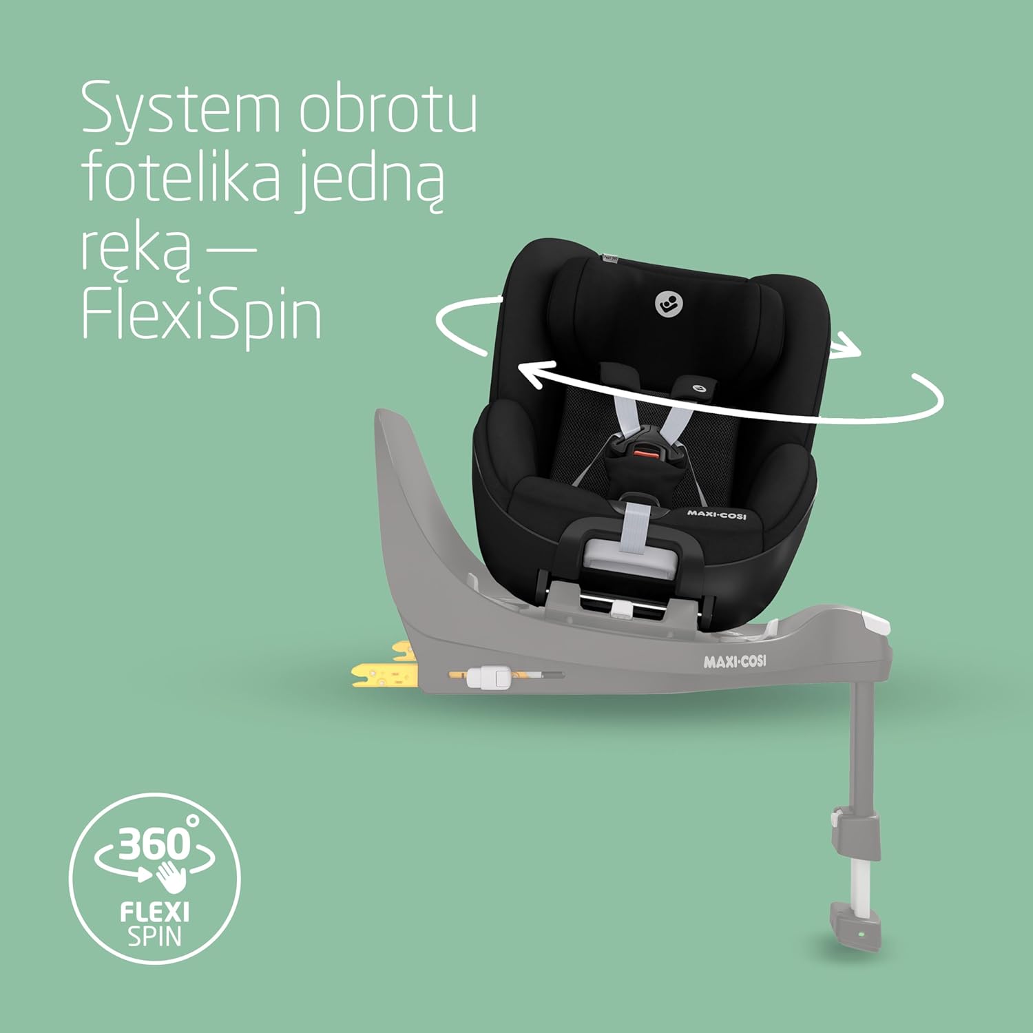 Maxi-Cosi Pearl 360 dla niemowlaka i-Size, Fotelik samochodowy obrotowy 360, od 3 miesięcy do 4 lat (61–105 cm), Obracanie jedną ręką, ClimaFlow, Uprząż z systemem Easy-In, G-CELL, Authentic Graphite
