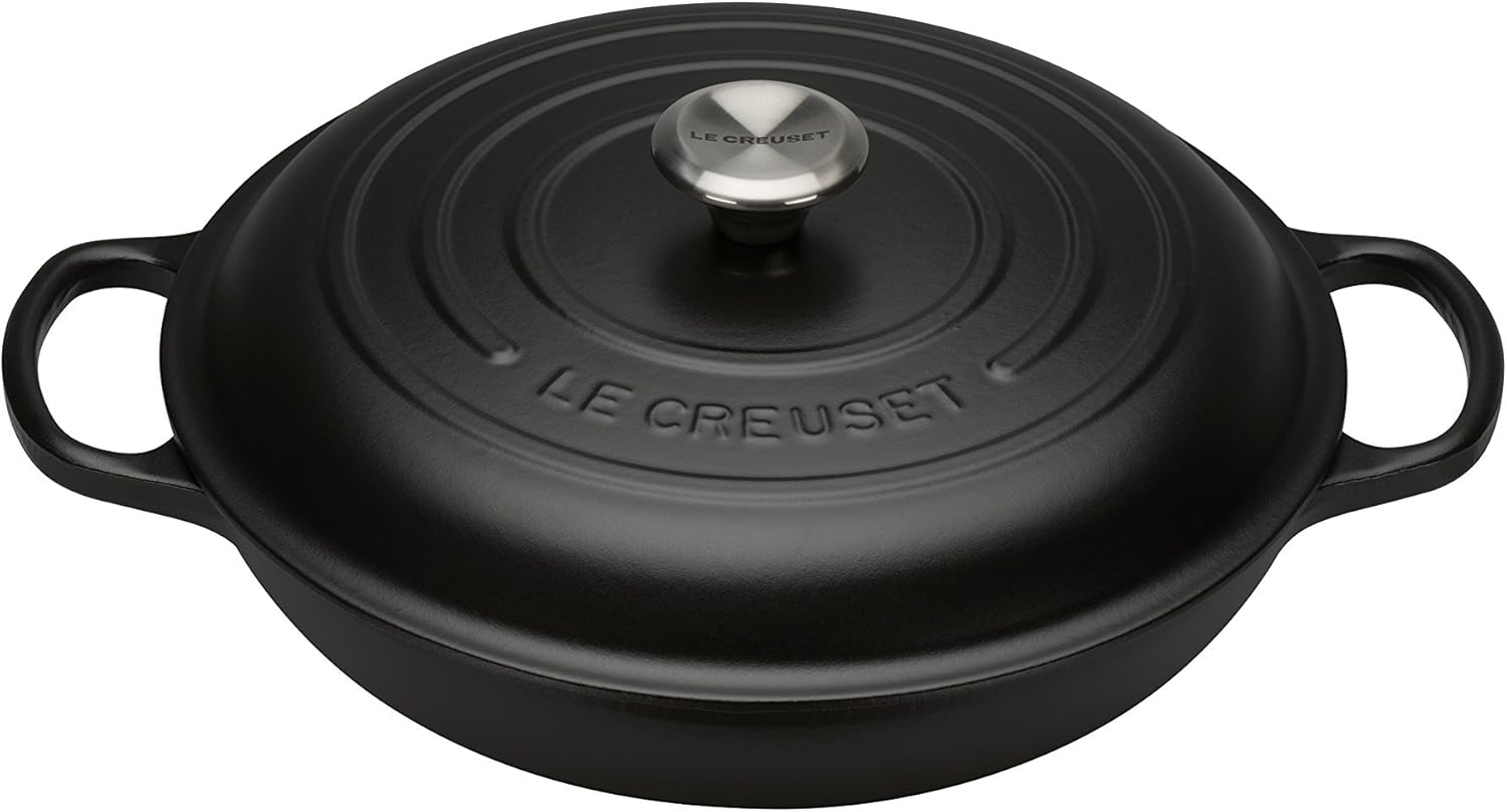 Le Creuset Signature żeliwny garnek Gourmet, okrągły, Ø 30 cm, 3,5 l, do wszystkich rodzajów kuchenek włącznie z indukcyjnymi, 5,55 kg, czerwony piec