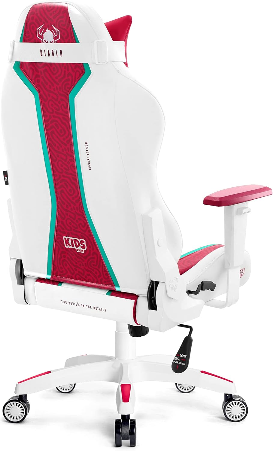 Diablo X-One 2.0 Fotel Gamingowy Krzesło Biurowe Dla Gracza Obrotowy Regulowane Podłokietniki Ekoskóra Ergonomiczny Design Funkcja Bujania Poduszka Pod Kark i Lędźwie (Candy Rose, Normal)