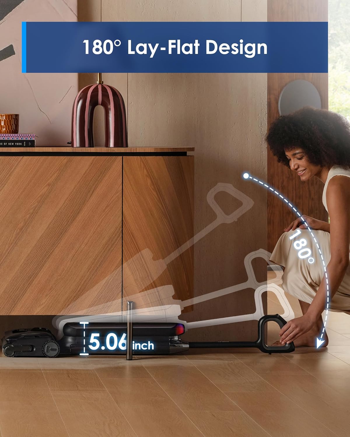 Tineco Floor ONE S7 Stretch Ultra Bezprzewodowy Odkurzacze na sucho i mokro, zapobiegająca splątaniu 180°, czas pracy 50 minut, samooczyszczanie Flashdry 85℃, dwustronne czyszczenie krawędzi