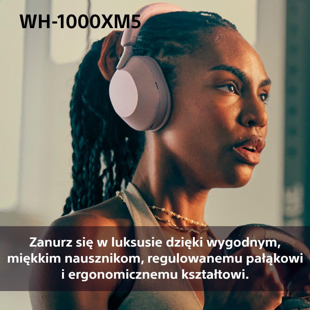 Sony WH-1000XM5 ANC Bezprzewodowe Słuchawki Nausze Z Redukcją Hałasu, Bluetooth, Clear Call Quality, Hi-Res, Do 30H Baterii, Szybkie Ładowanie, Alexa And Google Assistant, Ios And Android - Czarne