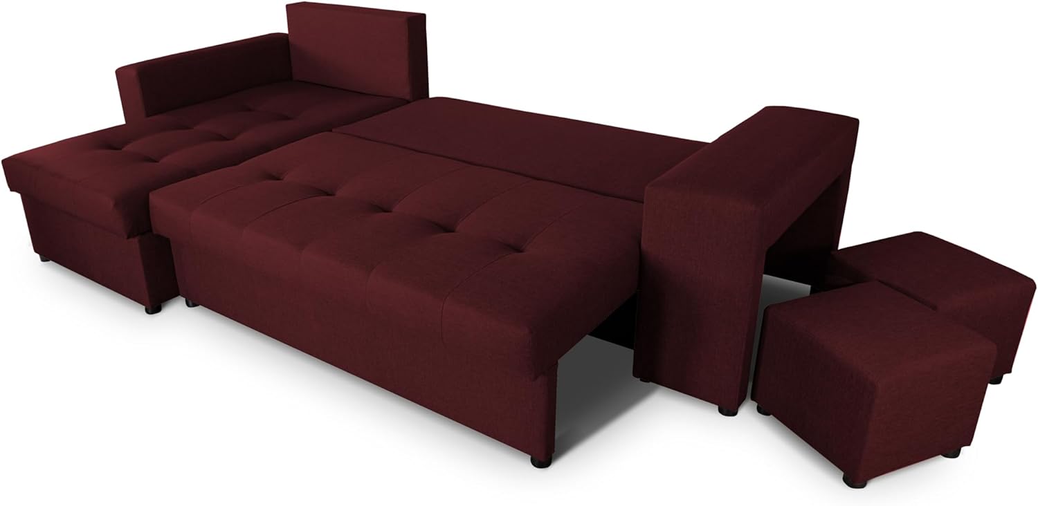 NAWSTOL - Sofa narożna Leon z funkcją spania i skrzynią na pościel – nowoczesna sofa do salonu – możliwość montażu z lewej lub prawej strony (szara + biała sztuczna skóra)