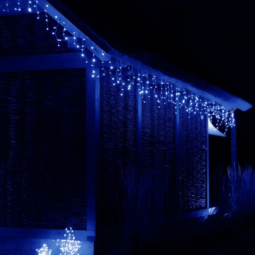 ZEWNĘTRZNE LAMPKI 1500 LED SOPLE NIEBIESKIE KURTYNA 67m GIRLANDA ŚWIETLNA