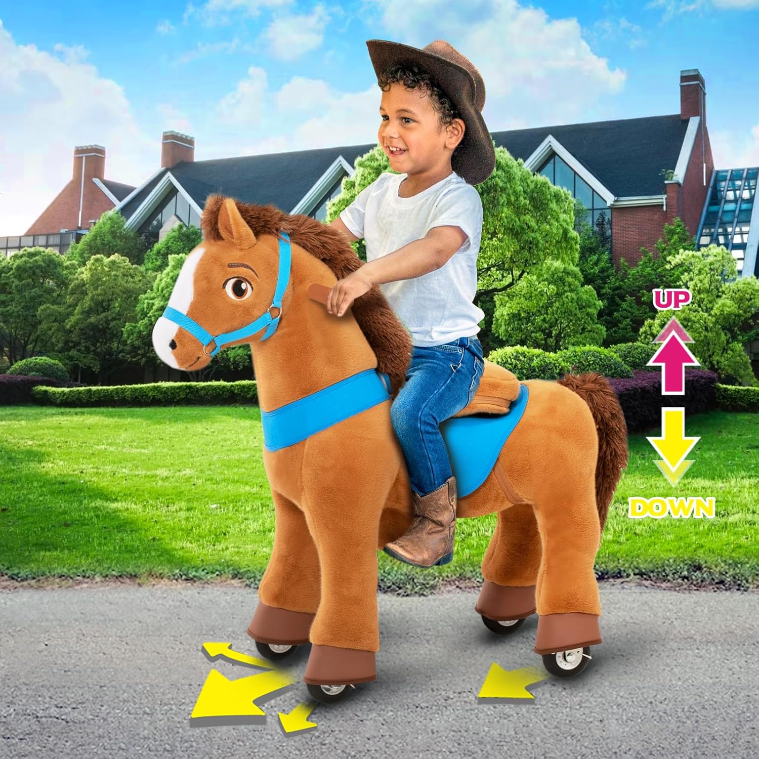 PonyCycle 2023 Nowy Model E Jednorożec do Jazdy na Mechanicznym Chodzącym Jednorożcu z Hamulcem (Fioletowy/Rozmiar 4 dla Dzieci w Wieku 4-8 Lat) Hulajnoga dla Maluchów do Jazdy na Koniu - E413