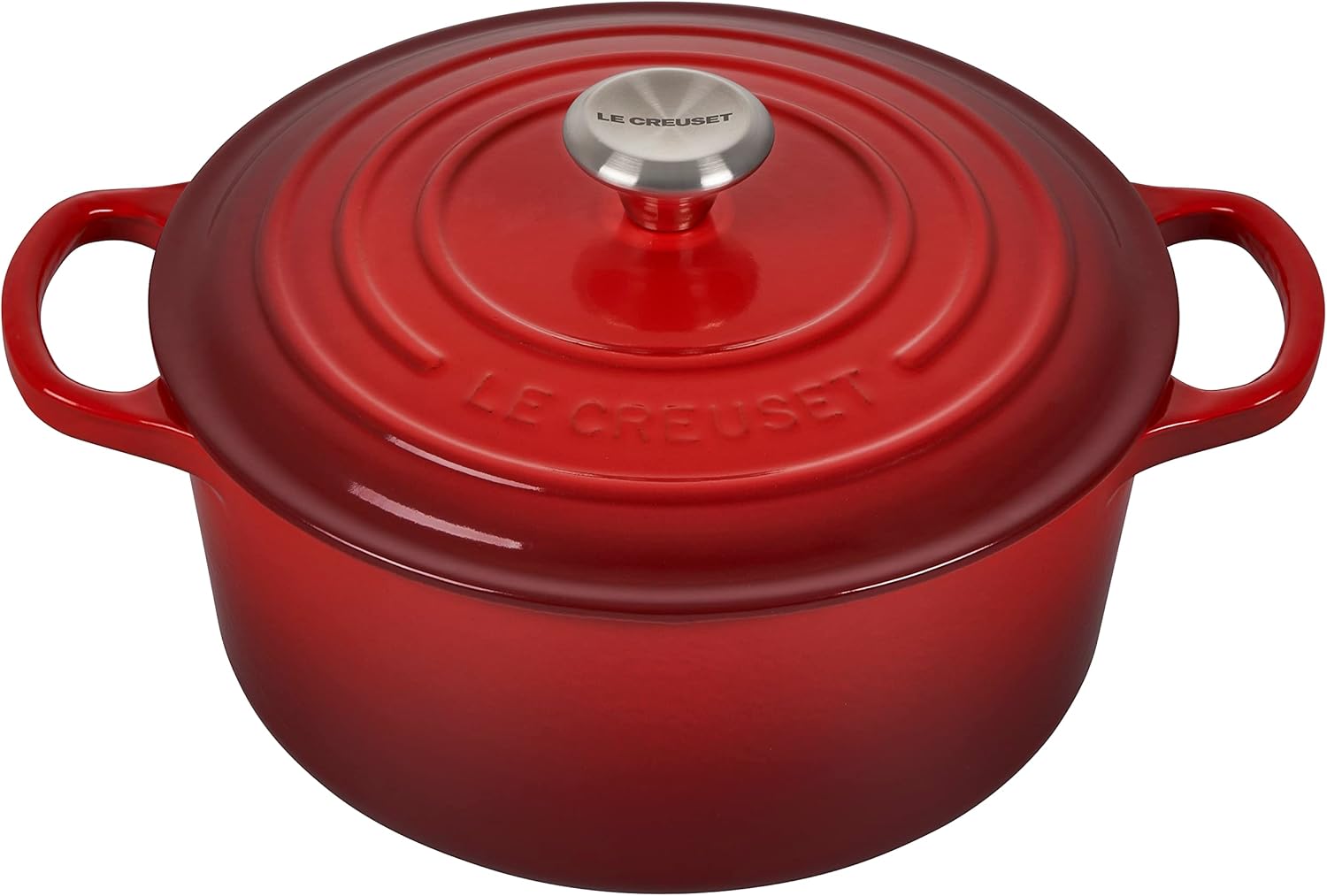 Le Creuset Signature żeliwne naczynie do pieczenia z pokrywką, Ø 26 cm, okrągłe, nadaje się do wszystkich rodzajów kuchenek i kuchenek indukcyjnych, pojemność: 5,3 l, 5,135 kg, kolor czerwony