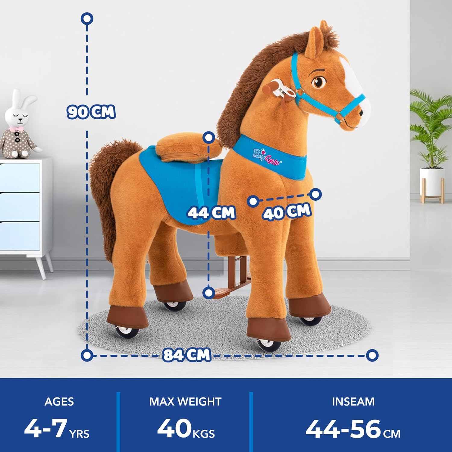 PonyCycle 2023 Nowy Model E Jednorożec do Jazdy na Mechanicznym Chodzącym Jednorożcu z Hamulcem (Fioletowy/Rozmiar 4 dla Dzieci w Wieku 4-8 Lat) Hulajnoga dla Maluchów do Jazdy na Koniu - E413
