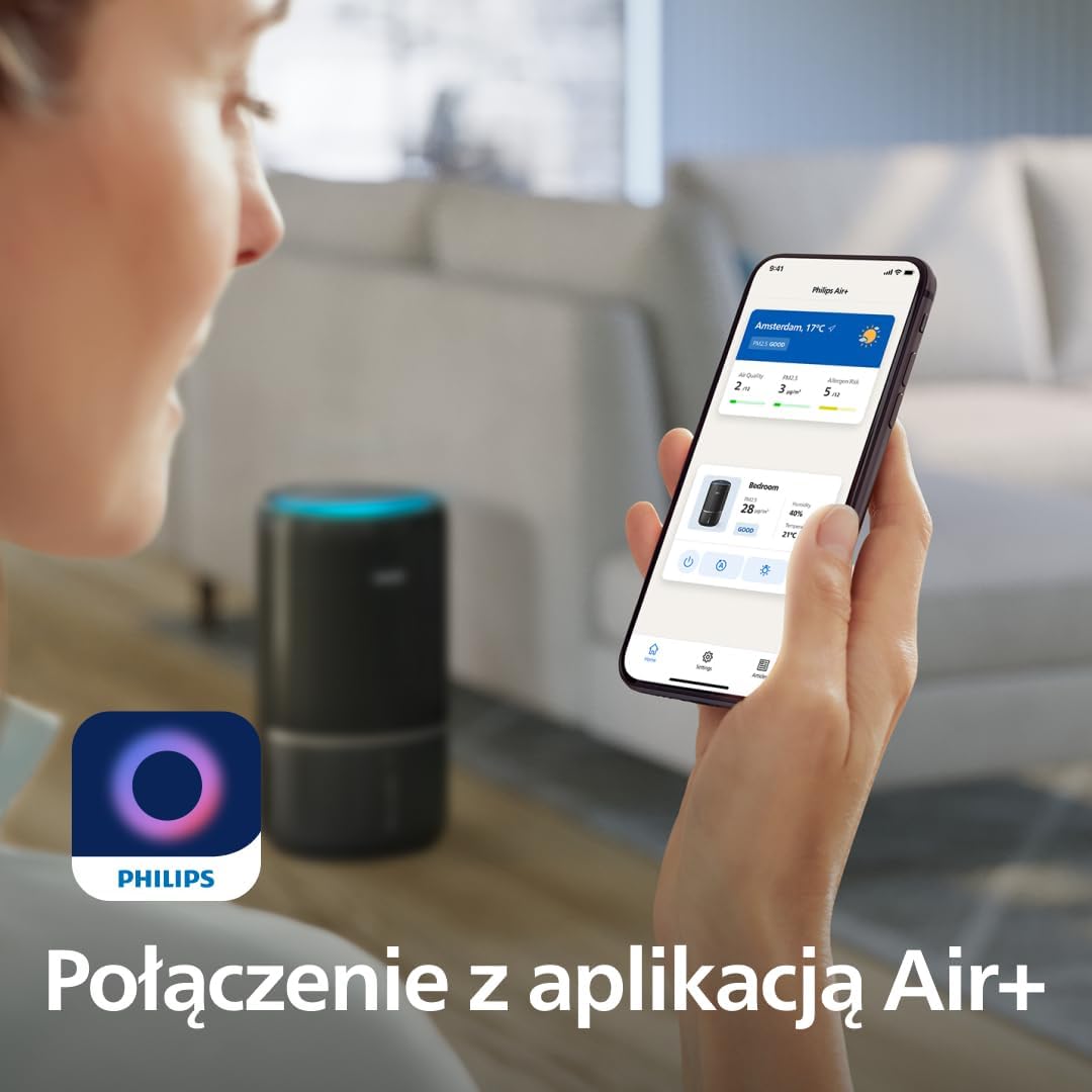 Philips, Oczyszczacz i nawilżacz powietrza 2 w 1 z serii 3400, HEPA NanoProtect + filtr z aktywnym węglem, higieniczne nawilżanie 650 ml/h, CADR 300 m³/h dla 78 m² (AC3421/13)