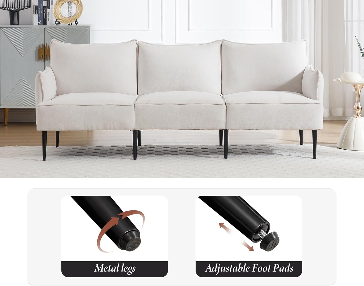 chairus Sofa 2-osobowa do salonu skóra PU segmentowa sofa kanapa tapicerowana sofa kanapa sofa sofa sette (ciemnoszara-2)