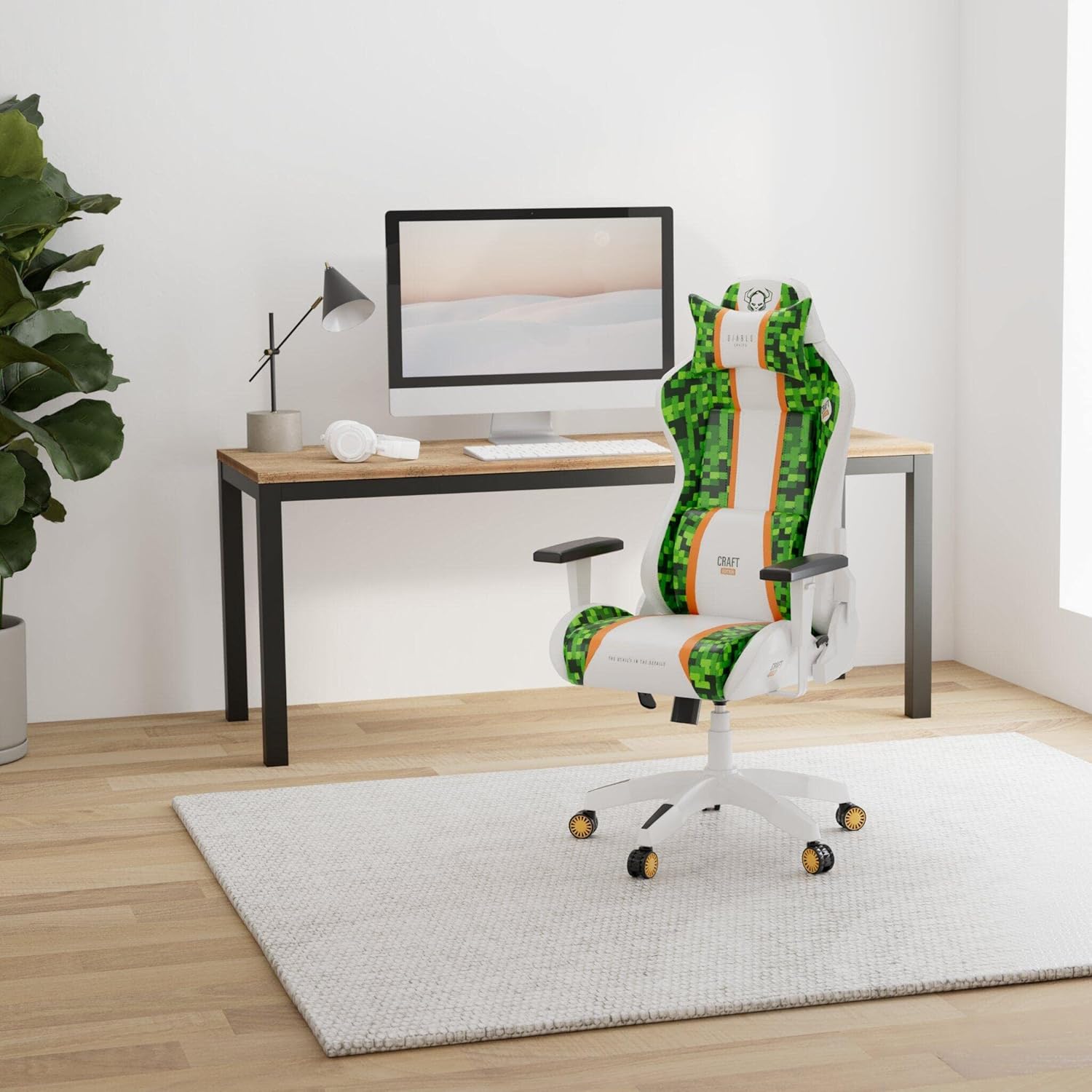 Diablo X-One 2.0 Fotel Gamingowy Krzesło Biurowe Dla Gracza Obrotowy Regulowane Podłokietniki Ekoskóra Ergonomiczny Design Funkcja Bujania Poduszka Pod Kark i Lędźwie (Candy Rose, Normal)