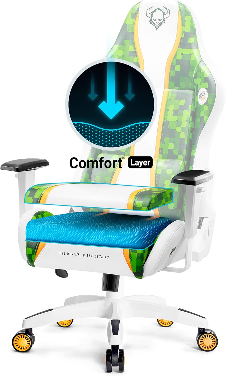 Diablo X-One 2.0 Fotel Gamingowy Krzesło Biurowe Dla Gracza Obrotowy Regulowane Podłokietniki Ekoskóra Ergonomiczny Design Funkcja Bujania Poduszka Pod Kark i Lędźwie (Candy Rose, Normal)