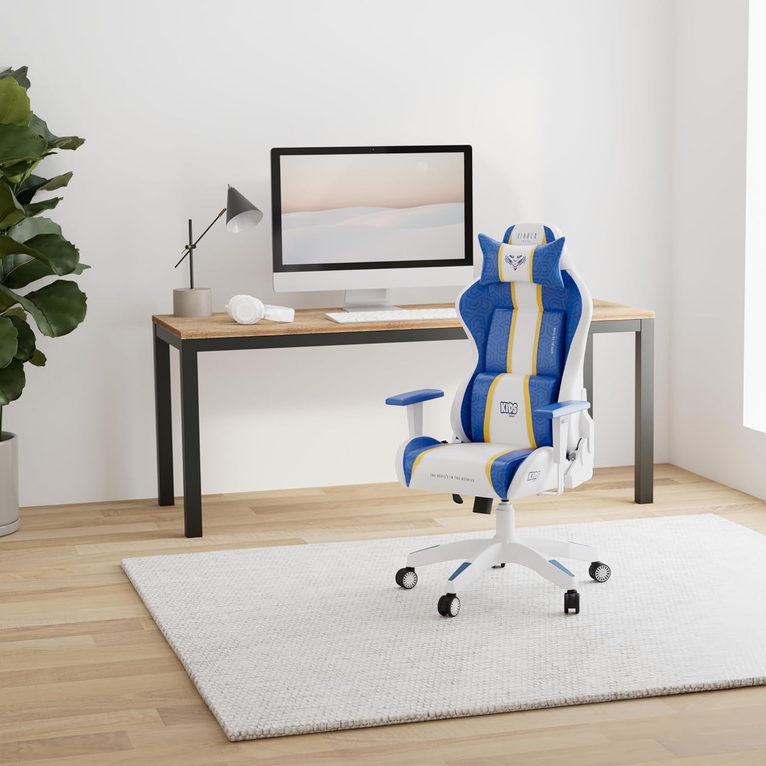 Diablo X-One 2.0 Fotel Gamingowy Krzesło Biurowe Dla Gracza Obrotowy Regulowane Podłokietniki Ekoskóra Ergonomiczny Design Funkcja Bujania Poduszka Pod Kark i Lędźwie (Candy Rose, Normal)