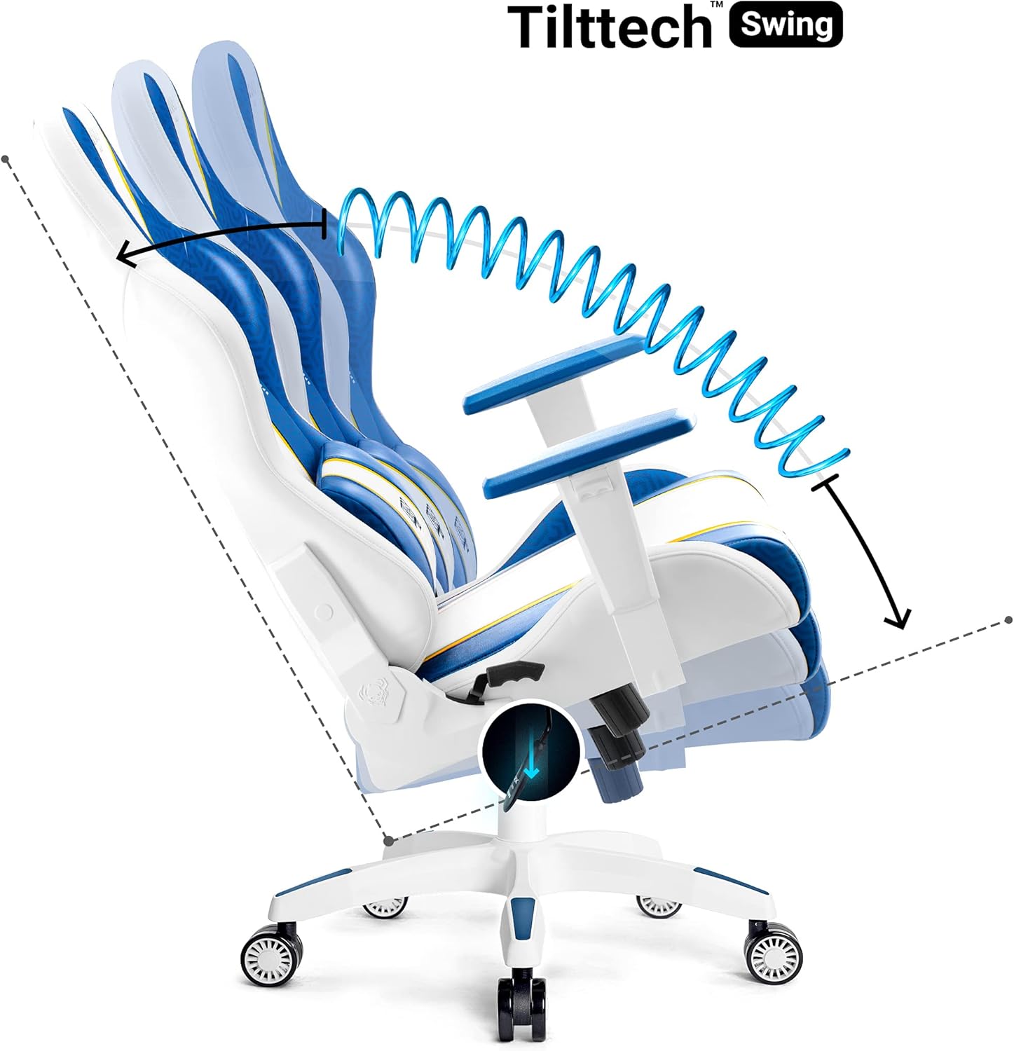 Diablo X-One 2.0 Fotel Gamingowy Krzesło Biurowe Dla Gracza Obrotowy Regulowane Podłokietniki Ekoskóra Ergonomiczny Design Funkcja Bujania Poduszka Pod Kark i Lędźwie (Candy Rose, Normal)