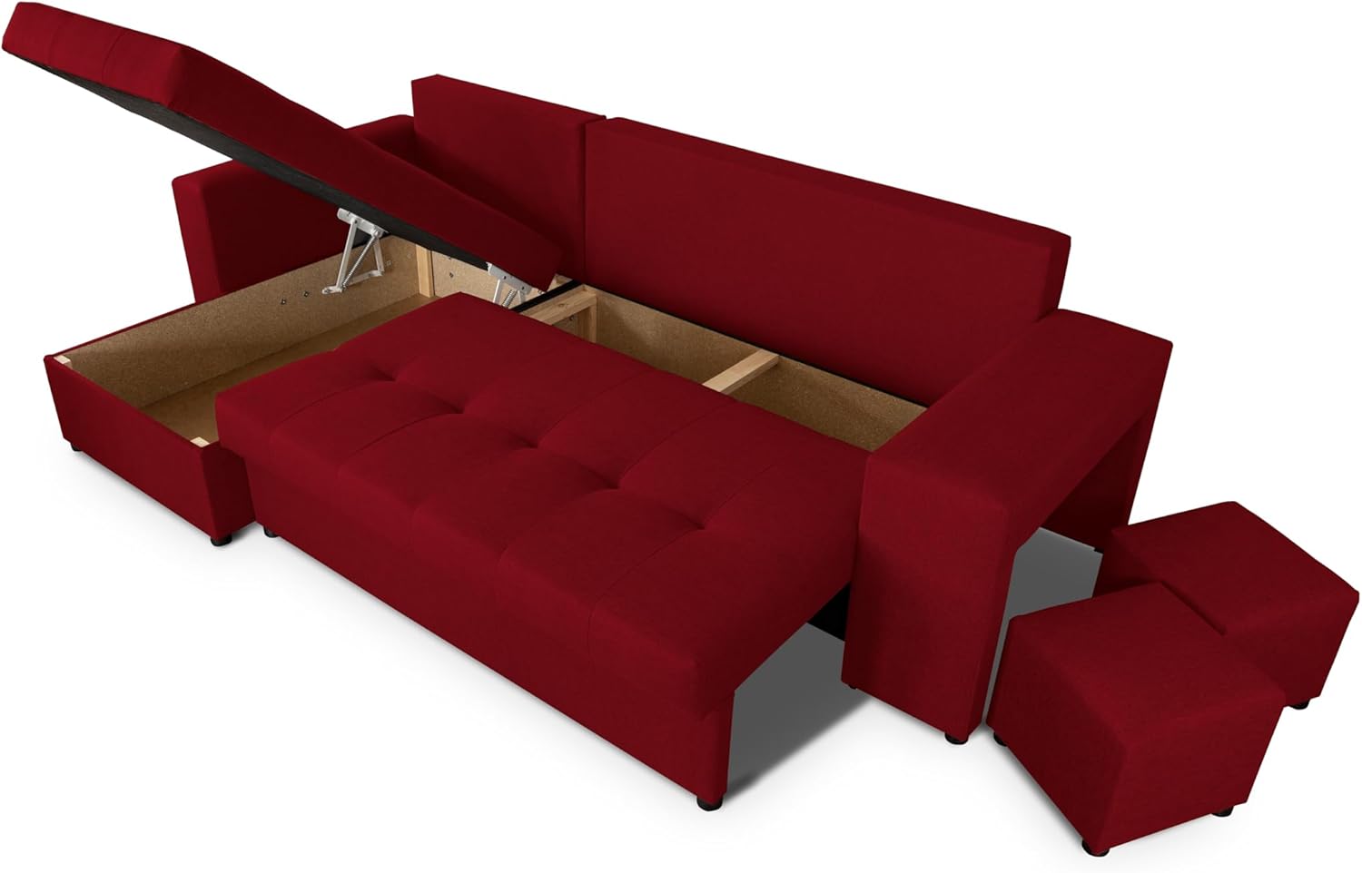 NAWSTOL - Sofa narożna Leon z funkcją spania i skrzynią na pościel – nowoczesna sofa do salonu – możliwość montażu z lewej lub prawej strony (szara + biała sztuczna skóra)