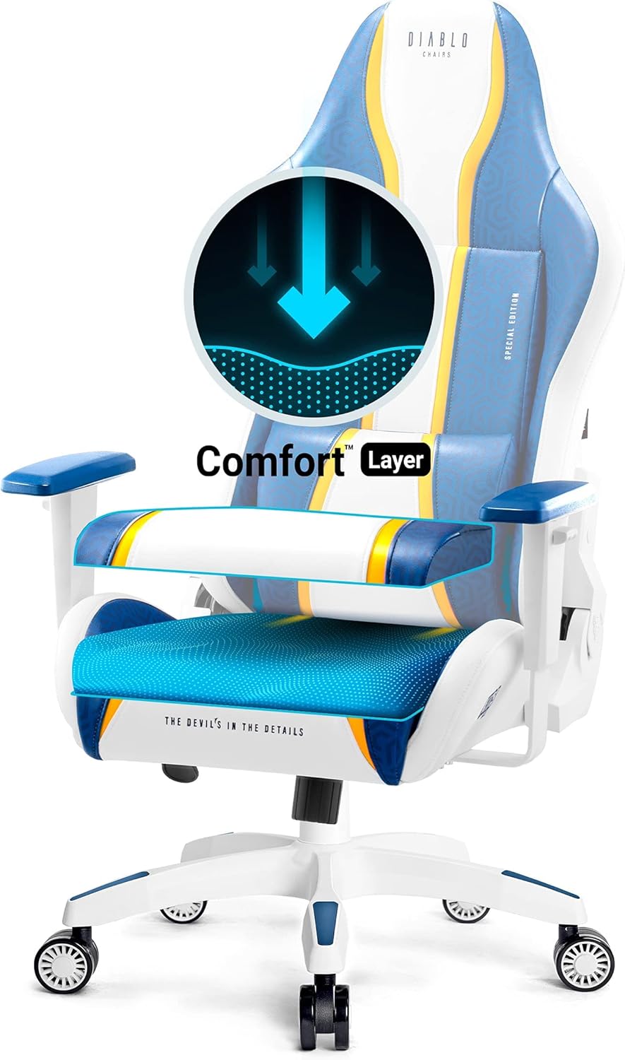 Diablo X-One 2.0 Fotel Gamingowy Krzesło Biurowe Dla Gracza Obrotowy Regulowane Podłokietniki Ekoskóra Ergonomiczny Design Funkcja Bujania Poduszka Pod Kark i Lędźwie (Candy Rose, Normal)