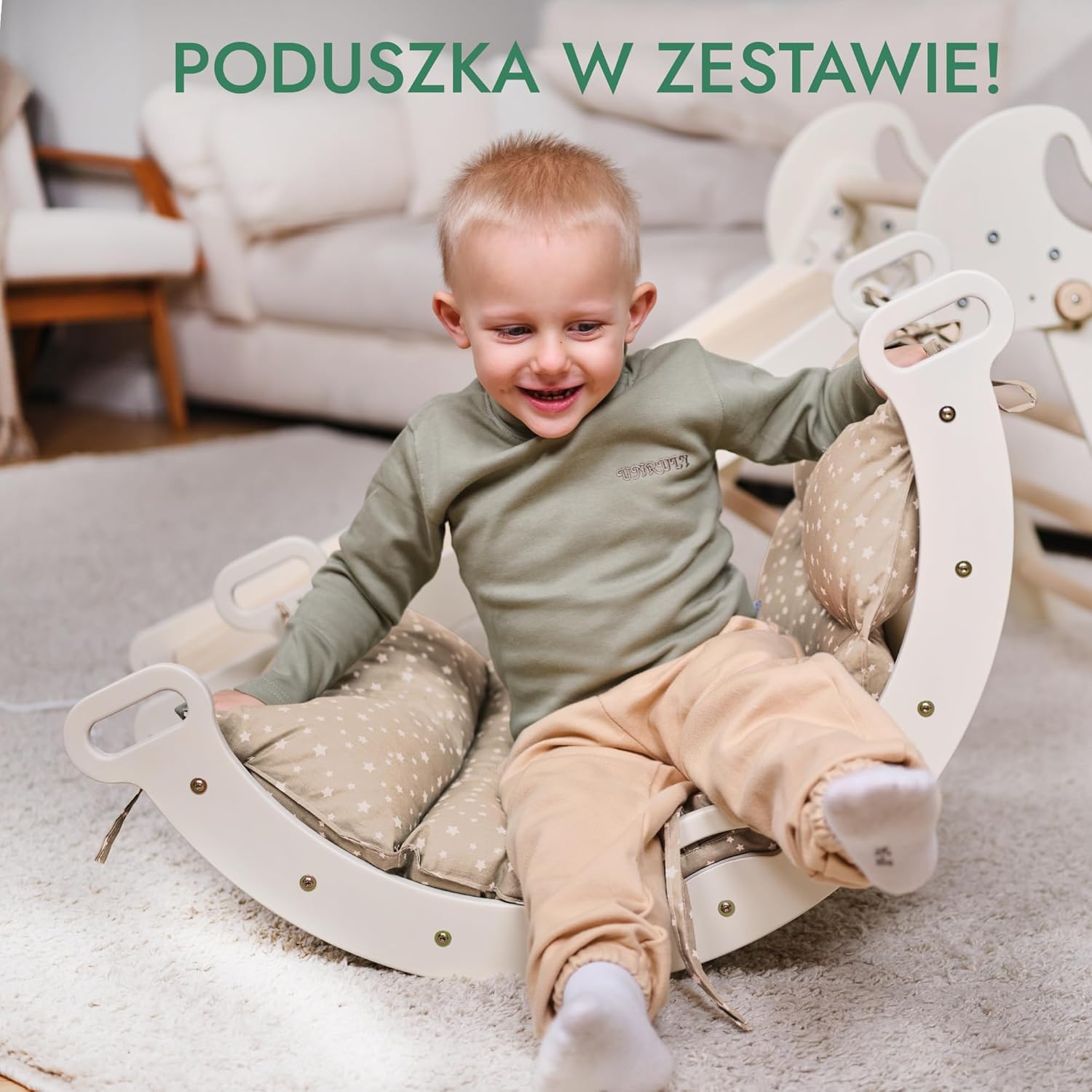 Zestaw wspinaczkowy 5 w 1 Montessori - drewniana siłownia z trójkątną drabinką i łukiem oraz rampą wspinaczkową, siatką i poduszką - rama wspinaczkowa dla maluchów w wieku 1-7 lat w rozmiarze XL