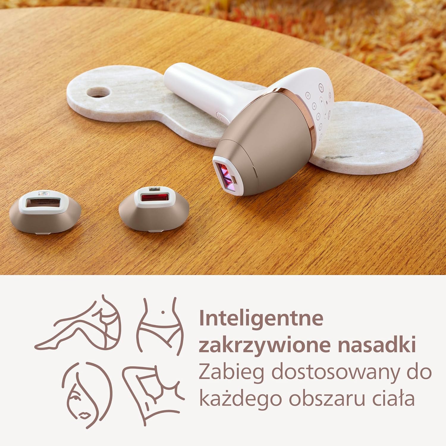 Philips Lumea Urządzenie IPL z serii 9000 — urządzenie do usuwania włosów, alternatywa dla laserowego usuwania włosów, technologia SenseIQ, 3 nasadki: do ciała, twarzy i precyzyjna, BRI955/00