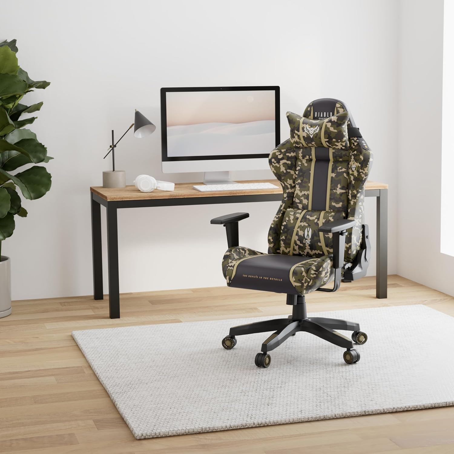 Diablo X-One 2.0 Fotel Gamingowy Krzesło Biurowe Dla Gracza Obrotowy Regulowane Podłokietniki Ekoskóra Ergonomiczny Design Funkcja Bujania Poduszka Pod Kark i Lędźwie (Candy Rose, Normal)