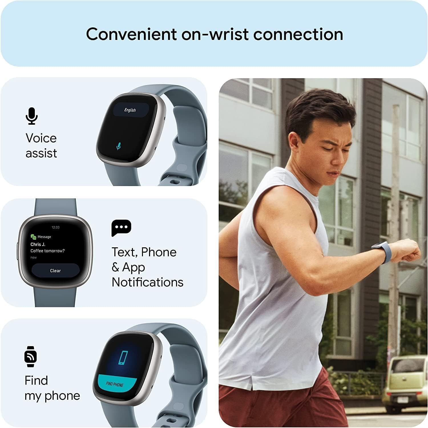Fitbit Versa 4: Smartwatch aktywnosci fitness z wbudowanym systemem GPS, oraz z żywotnością baterii aż do 6 dni. Kompantybilny z systemem iOS & Android