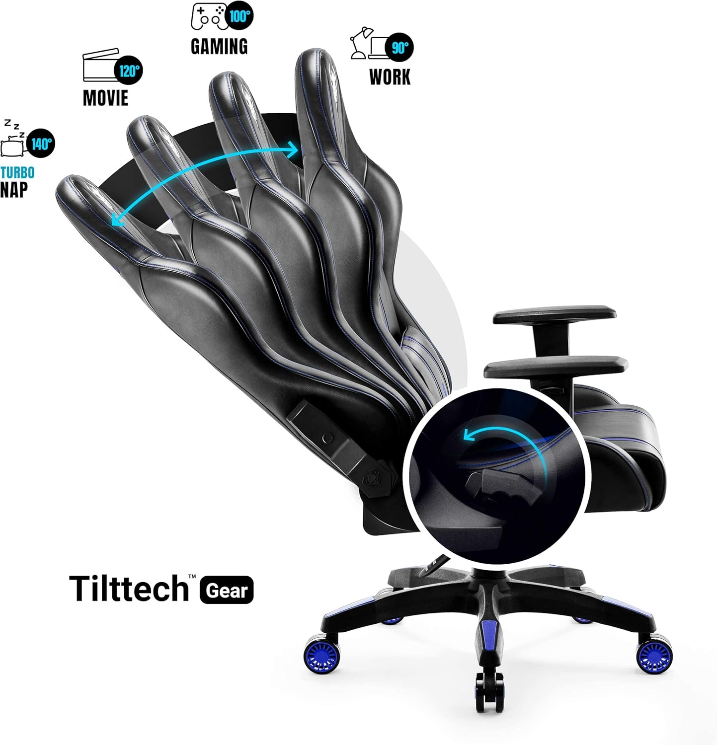 Diablo X-One 2.0 Fotel Gamingowy Krzesło Biurowe Dla Gracza Obrotowy Regulowane Podłokietniki Ekoskóra Ergonomiczny Design Funkcja Bujania Poduszka Pod Kark i Lędźwie (Candy Rose, Normal)