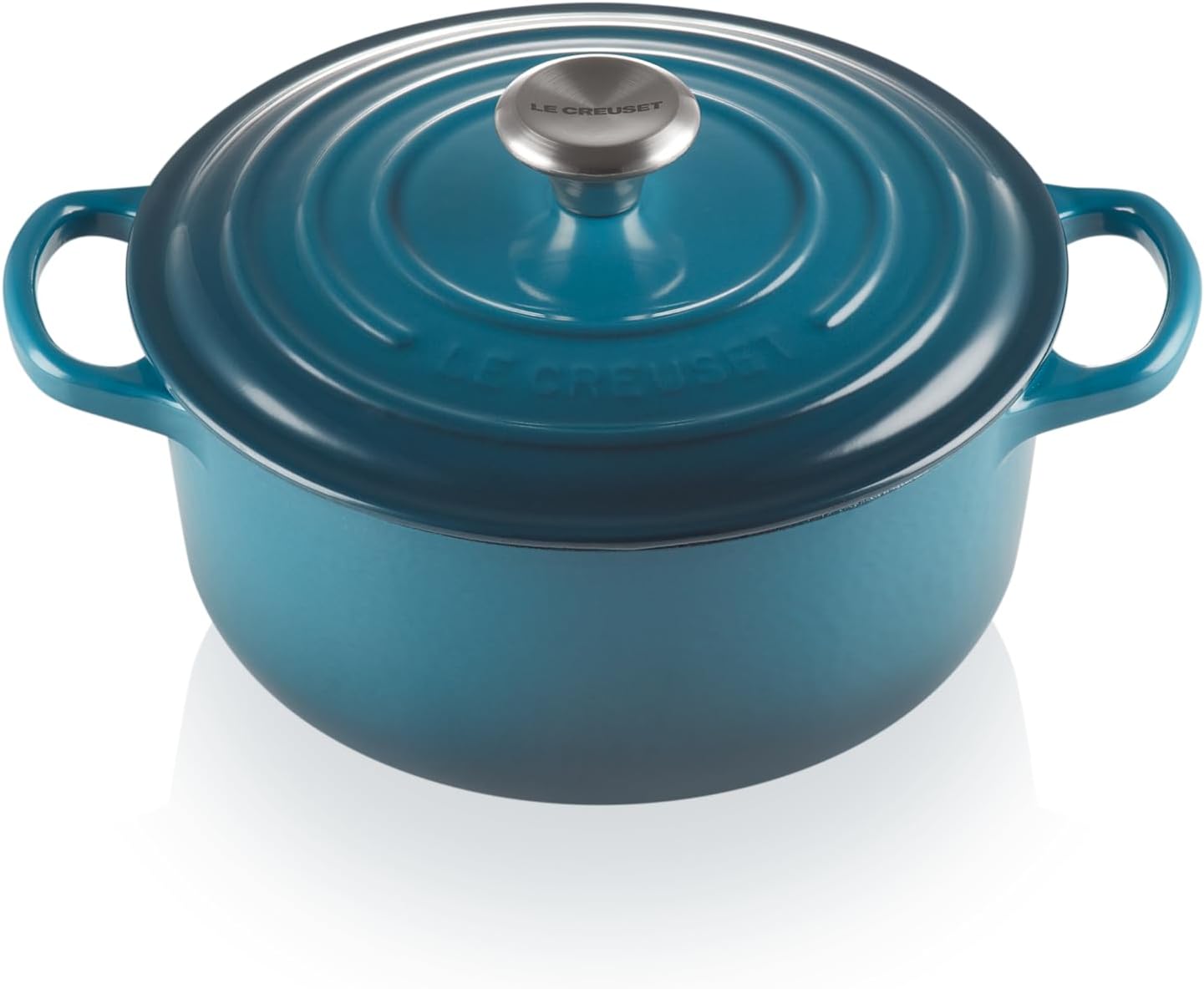 Le Creuset Signature żeliwne naczynie do pieczenia z pokrywką, Ø 26 cm, okrągłe, nadaje się do wszystkich rodzajów kuchenek i kuchenek indukcyjnych, pojemność: 5,3 l, 5,135 kg, kolor czerwony