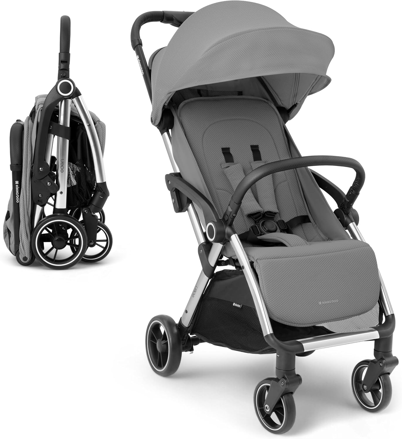 KikkaBoo EDEN Buggy, wózek dziecięcy do 22 kg, automatyczne składanie, pozycja nachylenia, ultralekki, kompaktowy, beżowy